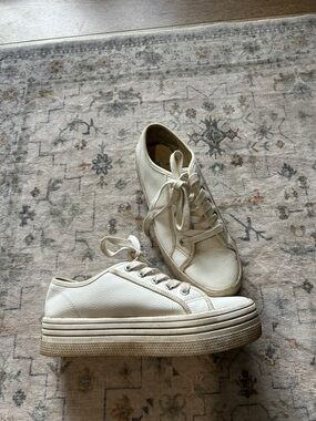 Steve Madden Cream Platform Lace-Up Sneakers